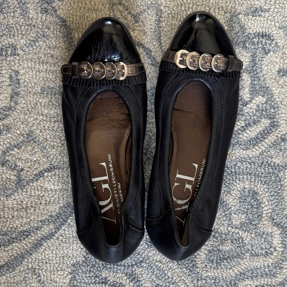 AGL Black Flats with Silver Embellishments